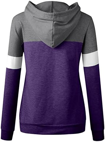 Hoodies de bloco colorido feminino tops casuais leves de pulôver leves de cordão solto solto solto de manga longa confortável com