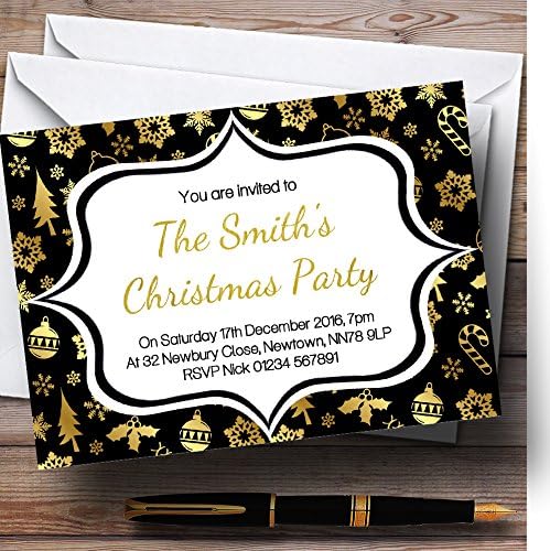 O card zoo Black & Gold Classique Personalizou Christmas/Ano Novo/Convites de Festas de Férias