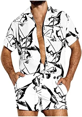 UXZDX Fashion Hawaiian Printing Short Sleeve Circh Conjunto de camisa de impressão masculina de impressão masculina de camisa de praia