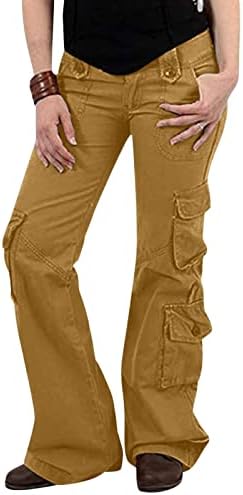 Calça de carga Zlovhe, calça de carga folgada feminina jeans vintage com bolsos de calças de pernas largas de pernas largas