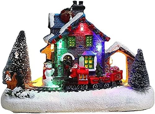 Deerbb Christmas Snow House Decorações com luzes LED Shed
