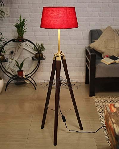 Historic Handicraft Vintage Wood Tripod Floor Lamp, Lâmpada em pé, design moderno estudando luz para a sala, quarto,