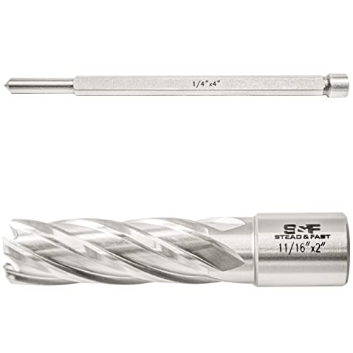 S&F Stead & Fast Mag Drill Bits 11/16 Diâmetro x profundidade de corte 2, 1 pc, cortador anular com pino piloto