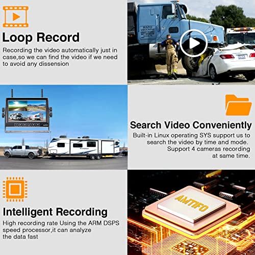 Câmera de backup da Amtifo RV Wireless HD 1080p Trailer Bluetooth Trie Vista Cam System Touch Key 7 '' DVR Monitor