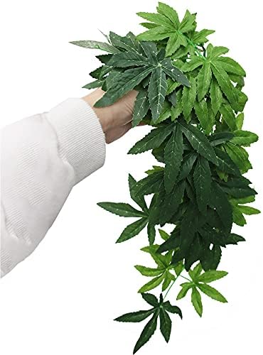 Plantas de répteis de porco abusterável - Plantas de terrário de seda penduradas de plástico com copo de sucção para dragões barbudos,