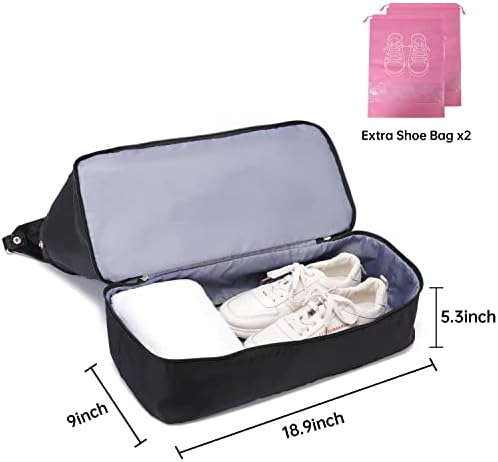 Bolsa de ginástica para mulheres, bolsa esportiva com porto de carregamento USB, bolsa de dança com compartimento de sapatos,