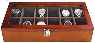 2019 Luxo 12 grades Caixa artesanal de assistência de madeira de madeira reclinada caixa de relógio Caixa de relógio Caixa de
