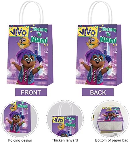 ORGLENGE 16PCS Vivo Monkey Party Favor Favors, Fãs de filmes de desenhos animados Sacos de presente de papel de aniversário com alças