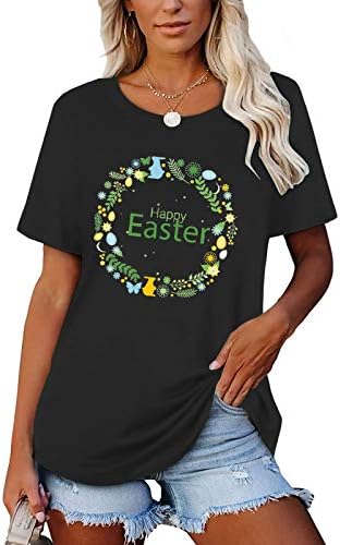 Camisetas de Páscoa CGGMVCG para mulheres felizes easter corda de grinalda Tops moda moda de manga curta Tees de páscoa camisetas