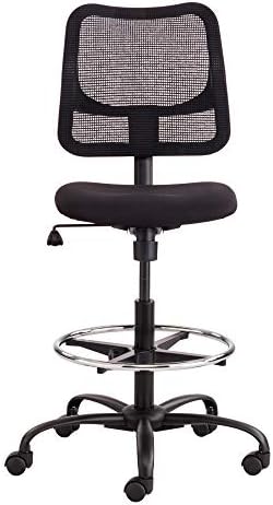 Produtos Safco Vue Mesh Cadeira de altura estendida 3395bl com malha ergonômica de volta, preto, conforto frio e