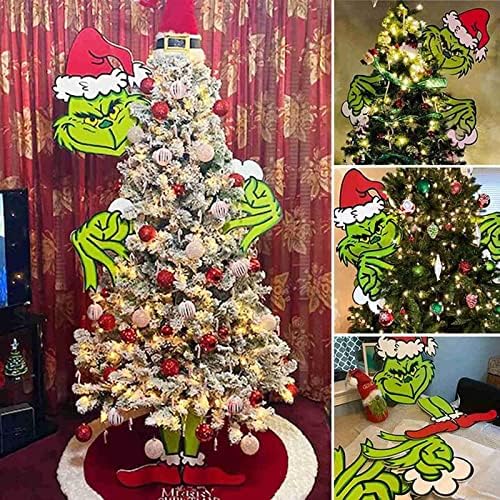 Decoração engraçada de árvore de Natal elfos ornamentos de madeira personalizados decoração de saia de Natal, decoração Grinch