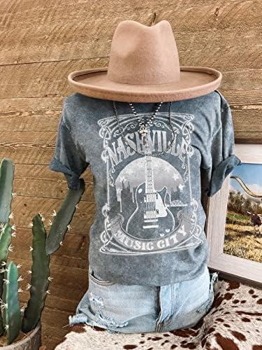 Camisas de música country feminina Nashville Roupa de concerto Vintage Guitar Tees de manga curta Tennessee Tops