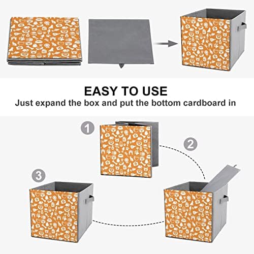 Cubos de armazenamento de tecido dobrável de mouse e gato Caixas de armazenamento de tecidos 11 polegadas de 11 polegadas com