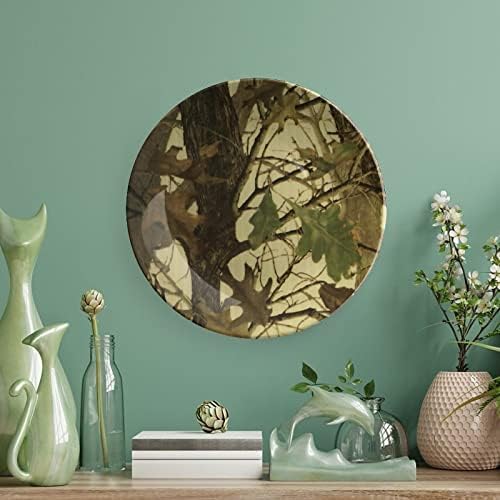 Folhas Camo Huntingceramic Decorative Plate com Stand Bone China Plate para casa de estar em casa cozinha