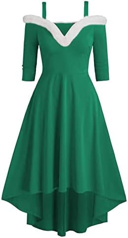 Traje de Ruziyoog Papai Noel para mulheres Sexy Off ombre Velvet V Neck Malve Dresses Manum