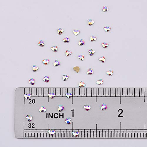 60pcs 4x3mm de vidro abstal de cristal coração plana 3d unhas arte diamante strass riplitle jewel decoração para unhas