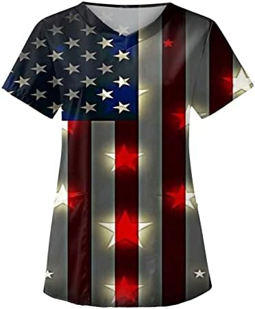 Blusa de 4 de julho para mulheres American Flag Summer Sumor