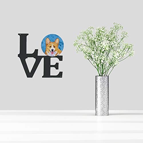 Tesouros de Caroline SS4762-Buwalv Blue Corgi Metal Wall Artwork Love,