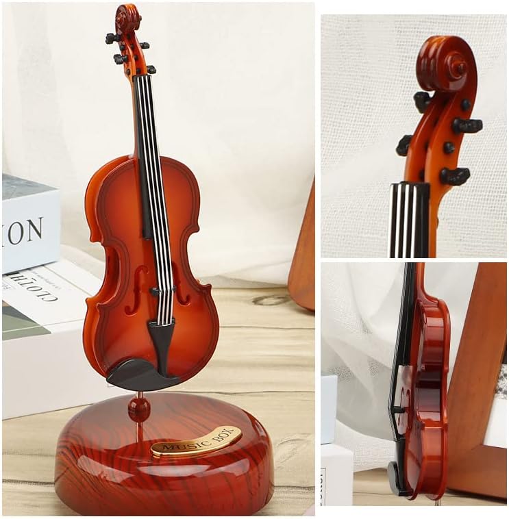 Violin Music Box, Creative Music Box Violino com base musical rotativa, Classical Musical Box Mini Réplica Crafts