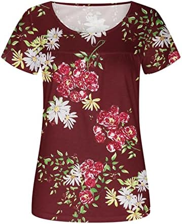 Moda feminina Blusa confortável Top Summer Casual Round Neck de manga curta Blusa impressa