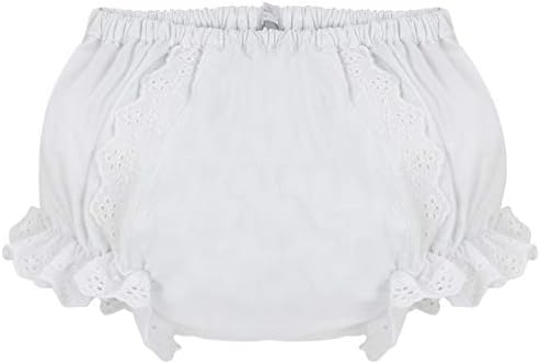 Boutique de carruagem Capas de fraldas de calcinha para meninas - Flores brancas de babados Bloomers para meninas