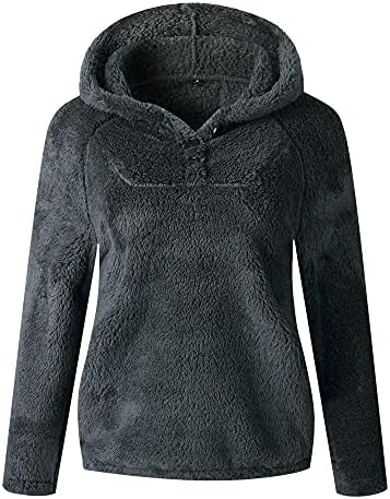 Les Umes Sherpa Hoodies para mulheres Fuzzy Flowed Sweetshirts Pullover de inverno moletons quentes com bolsos