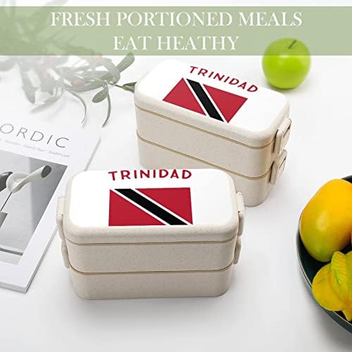 Bandeira Trinidad dupla empilhável Bento lancheira Modern Bento Contêiner com conjunto de utensílios