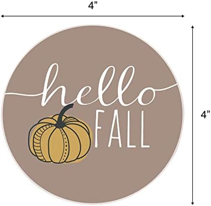 Hello Fall Pumpkin Mauve 4 x 4 Pacote de montanhas -russas de cerâmica absorvente de 4