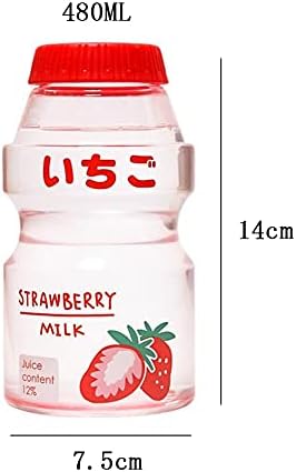 Aisoway Kawaii Strawberry Water Bottle Portable Comrok Proof Drinking Bottle for Children Girl 480ml