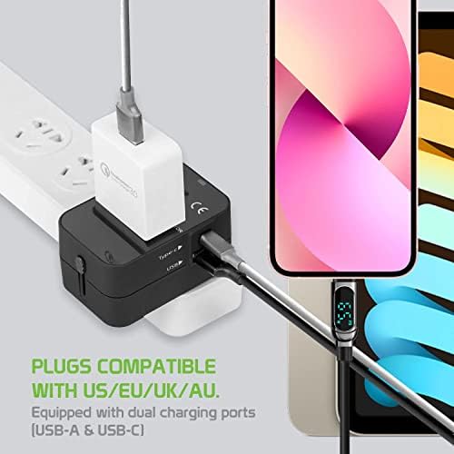 Viagem USB Plus International Power Adapter Compatível com Garmin Edge 800 para energia mundial para 3 dispositivos USB