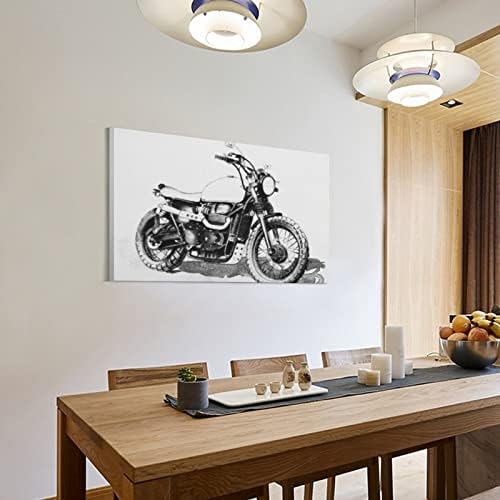 Esboço em preto e branco de uma motocicleta pôster abstrato de pôstade de canvas de pintura e impressões imagens de arte de