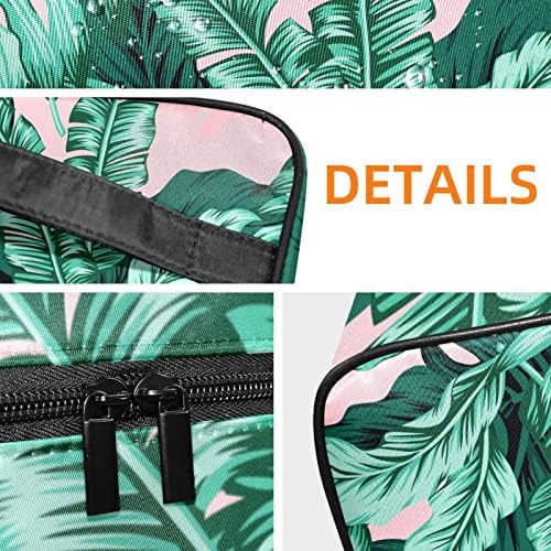 Bolsa de maquiagem de viagem tropical de folhas Case organizadora de maquiagem com alça para mulheres meninas