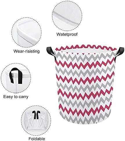 Foduoduo Cesta de lavanderia rosa e cinza listras cesto de roupa com alças Saco de armazenamento de roupas sujas dobráveis ​​para