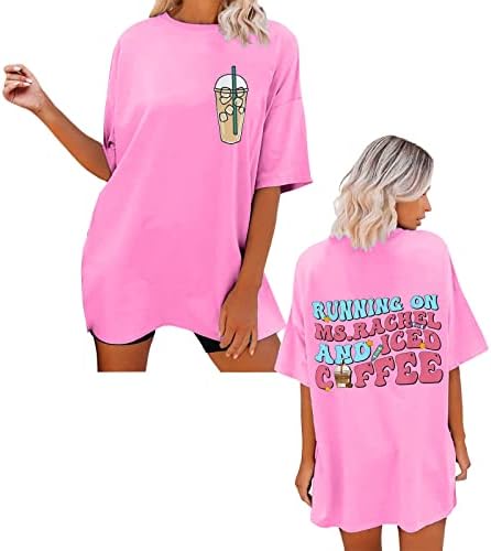 MTSDJSKF camisetas de grandes dimensões, impressão gráfica o pescoço de manga curta Túnica de túnica de ajuste solto camisetas para