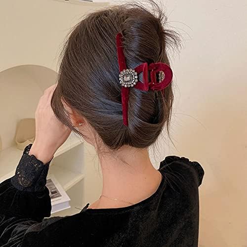 Bybycd Hair Garras Ponytailt Helder Retro Crystal Shark Clip Ano Novo Clipe de cabelo Pearl Rhinestone Barroce Hairgrip