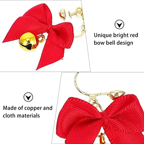 Decoração de Natal de Galpada 3Pairs Bowknot Bell Design Brincos de Natal Garota Ear Exter