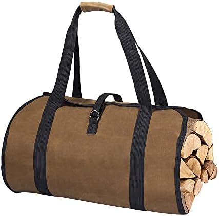 Bolsa de transportadora de lenha animada, bolsa de lona carregando madeira em casa ou ao ar livre