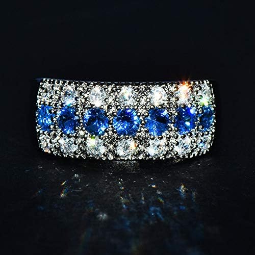 Play Pailin 925 Prata Blue Sapphire Ring Jewelry Gift for Women Tamanho 6-10