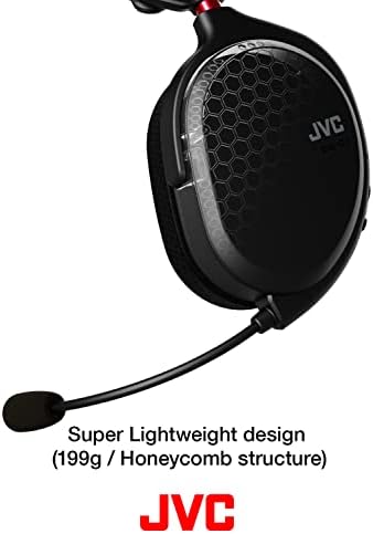 Fone de ouvido JVC Ultralight Gaming para conforto superior, conexão sem fio de 2,4 GHz, unidade de driver de 40 mm, microfone