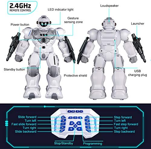 Sonomo Toys para meninos de 6 a 9 anos, RC Robot Gifts for Kids Intelligent Programmable Robot com 2,4 GHz de controle