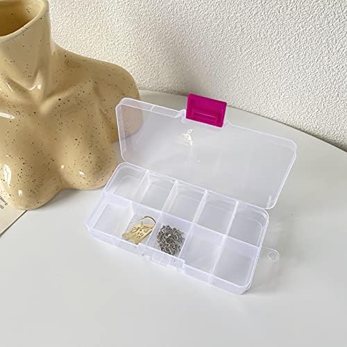 5pcs Jóias Organizador de jóias Caixa de armazenamento de plástico pequeno com divisores ajustáveis ​​10 grades recipiente