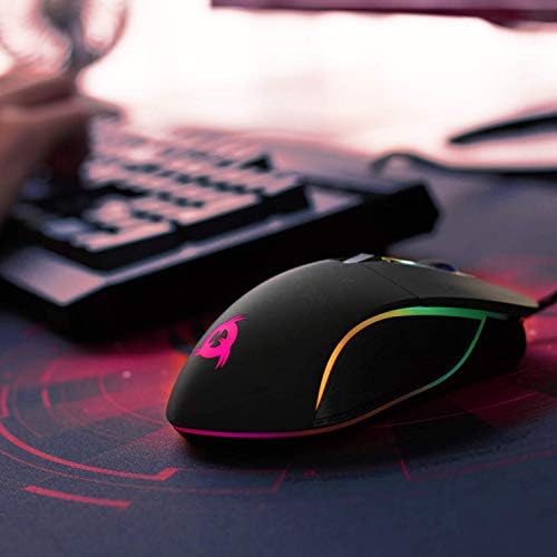 Mouse de jogos de mira klim - gamergonomic gamer com fio ratos de computador USB, mouse chroma rgb [7000 dpi] [botões programáveis]