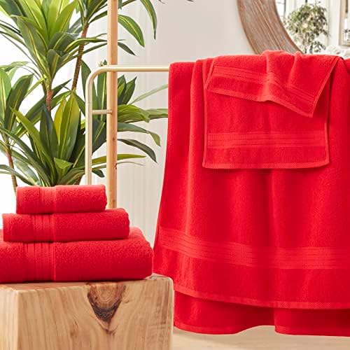 Toalhas de banho vermelho de luxo de luxo, toalhas de banho com algodão turco para banheiro, toalhas de banheiro