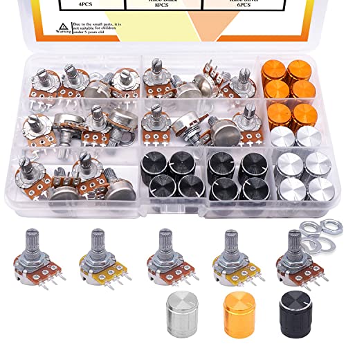 Kit de potenciômetro de 20pcs de 20pcs com botões B1k 2k 5k 10k 20k 50k 100k 250k 500k 1m ohm Potenciômetros VSOTIÇÃO 3