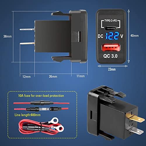 Cllena Charge Quick Charge 3.0 e PD USB C Dual Usb Porta Charger Adaptador de energia para Toyota