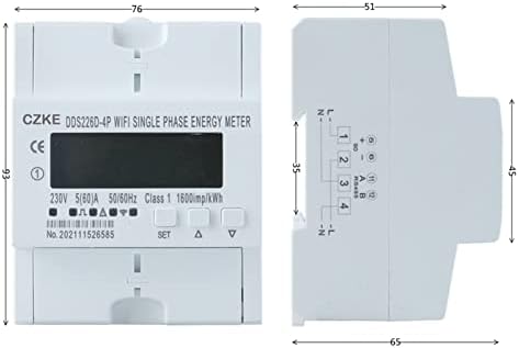 XNWKF Fase única 220V 50/60Hz 65A DIN WIFI WIFI SMART METER DO TIMER MONITOR DO TIMENTO KWH WATTMETER