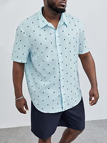 Roupa de duas peças de Fioxa para homens, camisa e shorts de impressão,