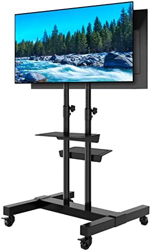 TAVR DUPO MOLEFIC TV ROLING TV CART STAND com 2 suportes de TV na prateleira ajustável da altura da roda para 32-70 polegadas