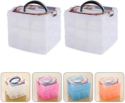 Caixas de grades plásticos 2pcs 2pcs Três camadas de pesca Bait Boxes Box Box Organizador de armazenamento transparente