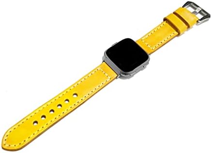 Nickston amarelo escovado banda de couro genuíno compatível com Fitbit Versa 2 e Versa, Lite e edição especial Smartwatches Bracelet